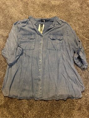 Light Blue Denim Button-Up Shirt